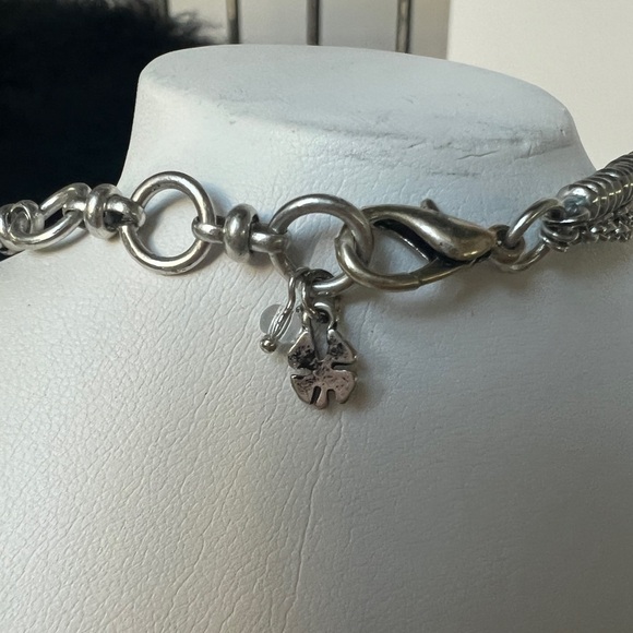 Lucky Brand multi strand long chain silver necklace with gold tassel - Picture 9 of 11